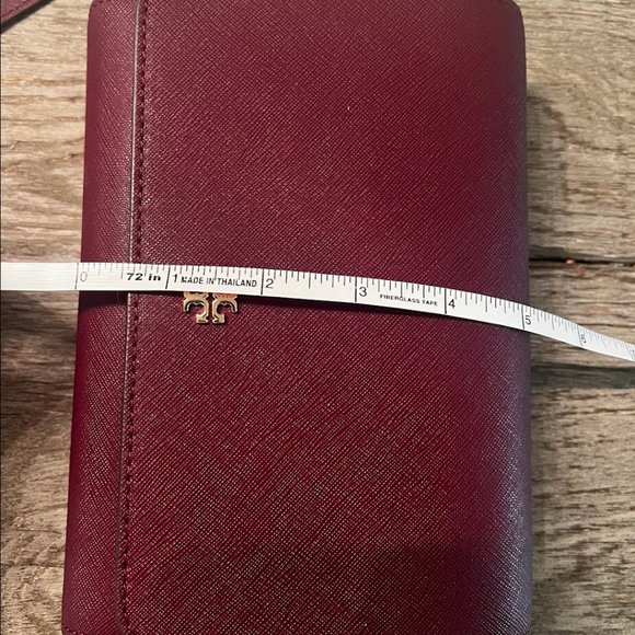 Tory Burch Emerson Chain Wallet Leather Cross Body Bag in Claret NWT - Picture 7 of 9